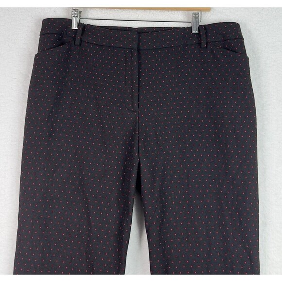 Talbots High Waist Tapered Ankle Pants Plus Sz 18W Black Red Polka Dots Stretch - Picture 2 of 12